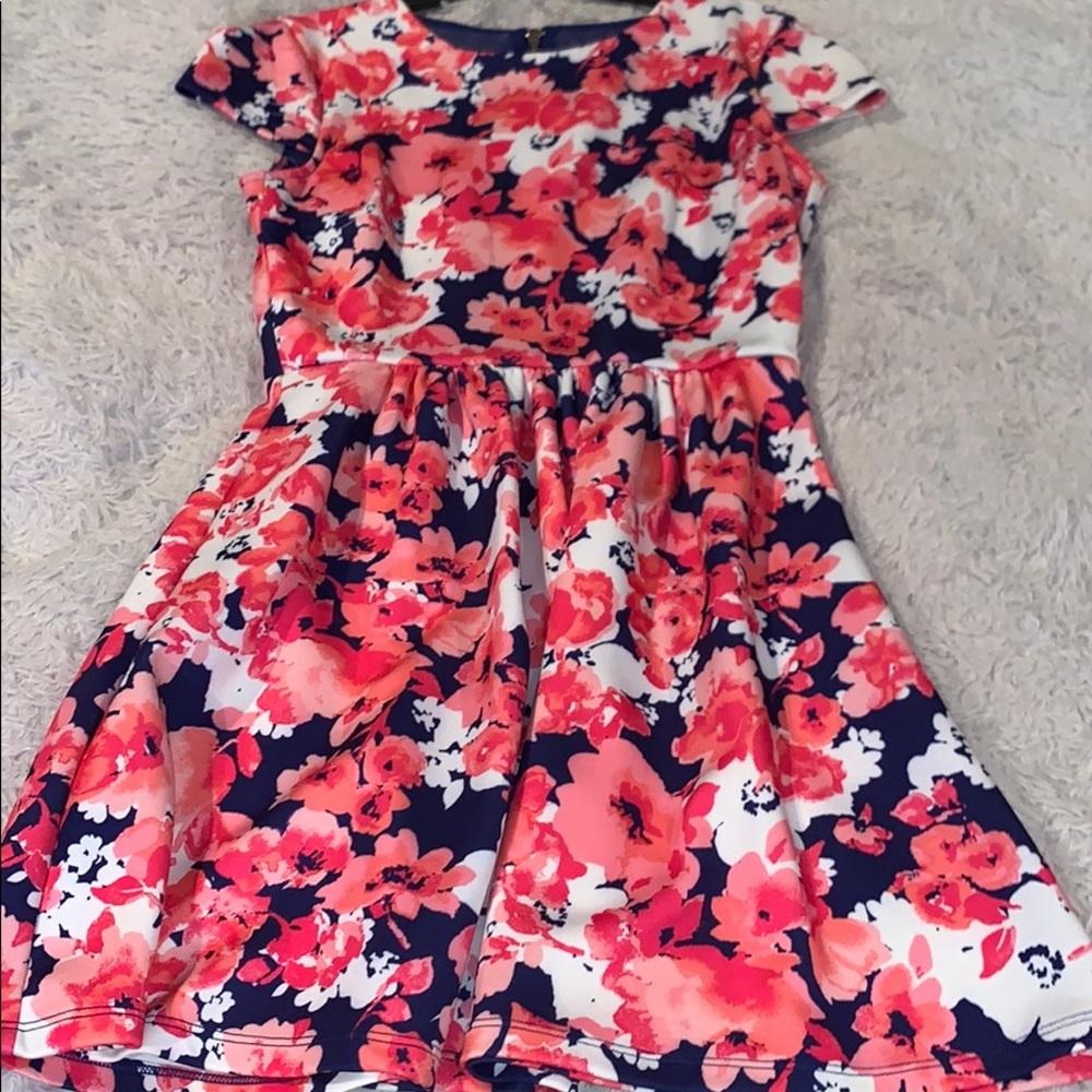 Floral dark blue dress